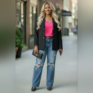 Elegant Charcoal Blazer with Chain Accents